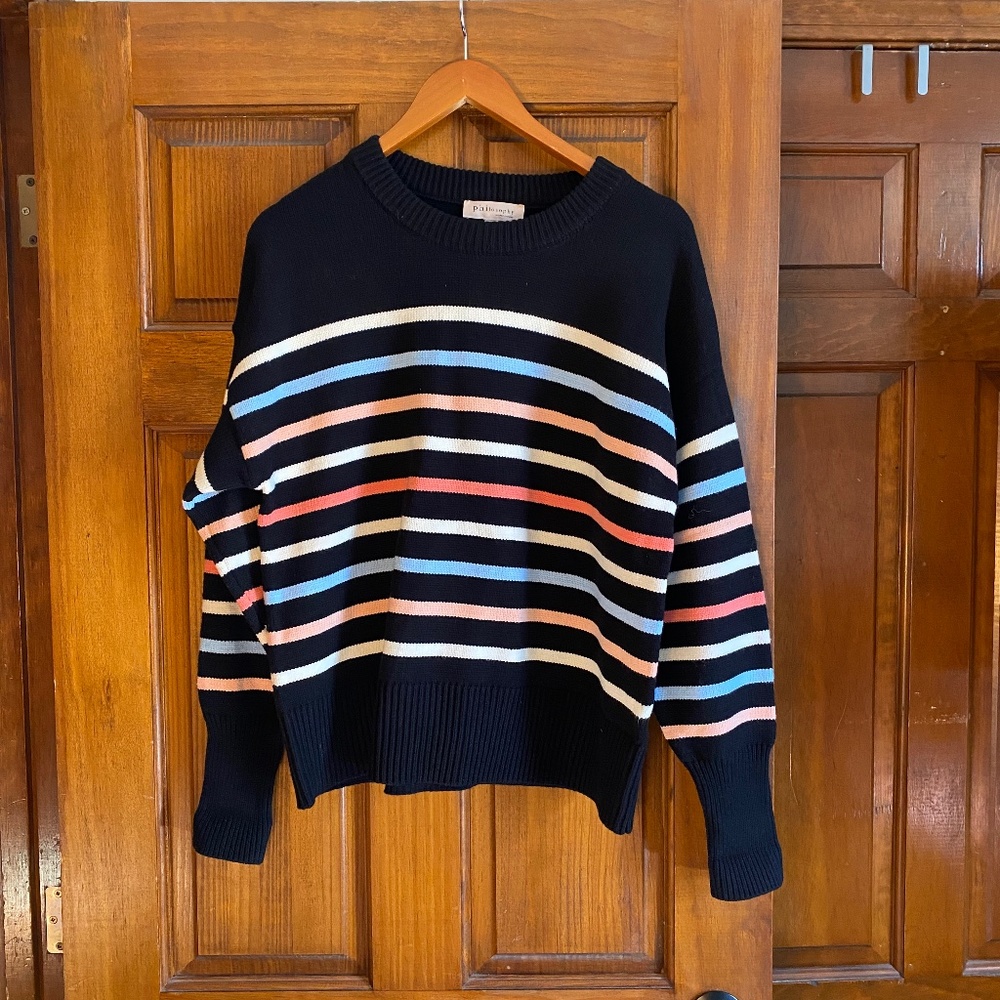Philosophy black striped sweater size L
